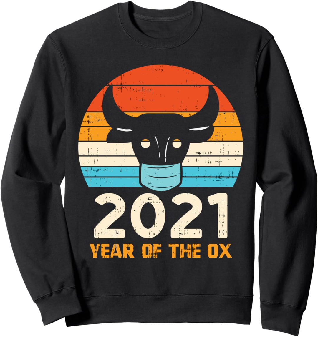 2021 Year Of The Ox In Mask Chinese New Year Quarantine Gift Sweatshirt