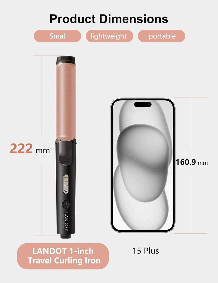 LANDOT Mini Lockenstab für kurze Haare, Lockenstab Kleine Locken 25mm mit Keramik-Turmalin-Beschicht