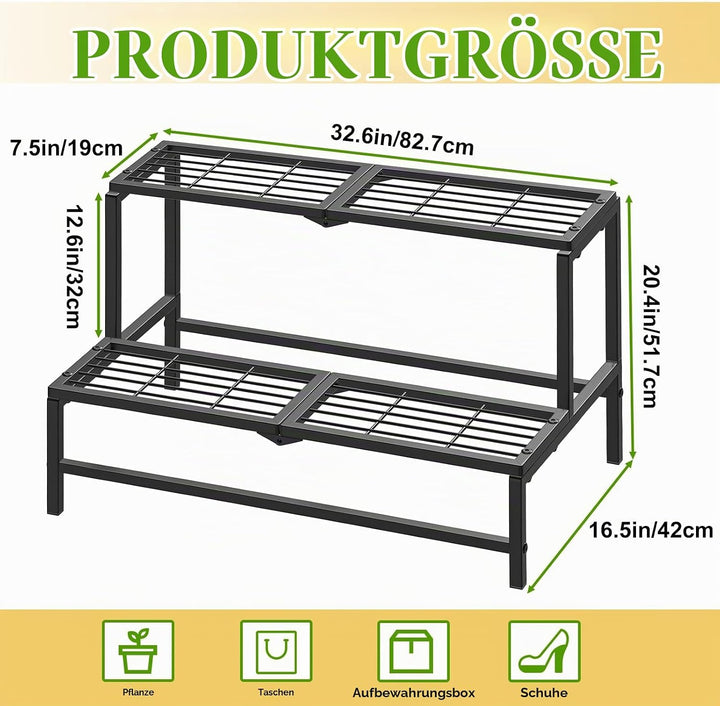 2 Stufiger Metall Pflanzenständer Blumentreppe, Blumenregal Pflanzenständer Pflanzenregal, Pflanzent