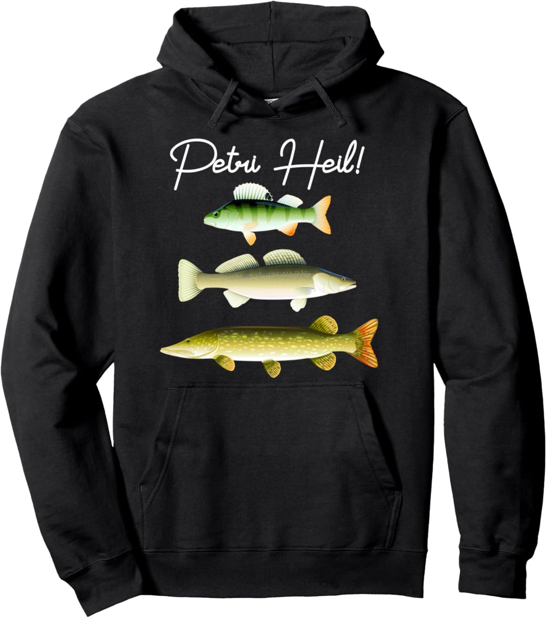Angler Fischer Design mit Fischarten Pullover Hoodie