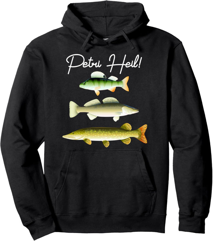 Angler Fischer Design mit Fischarten Pullover Hoodie