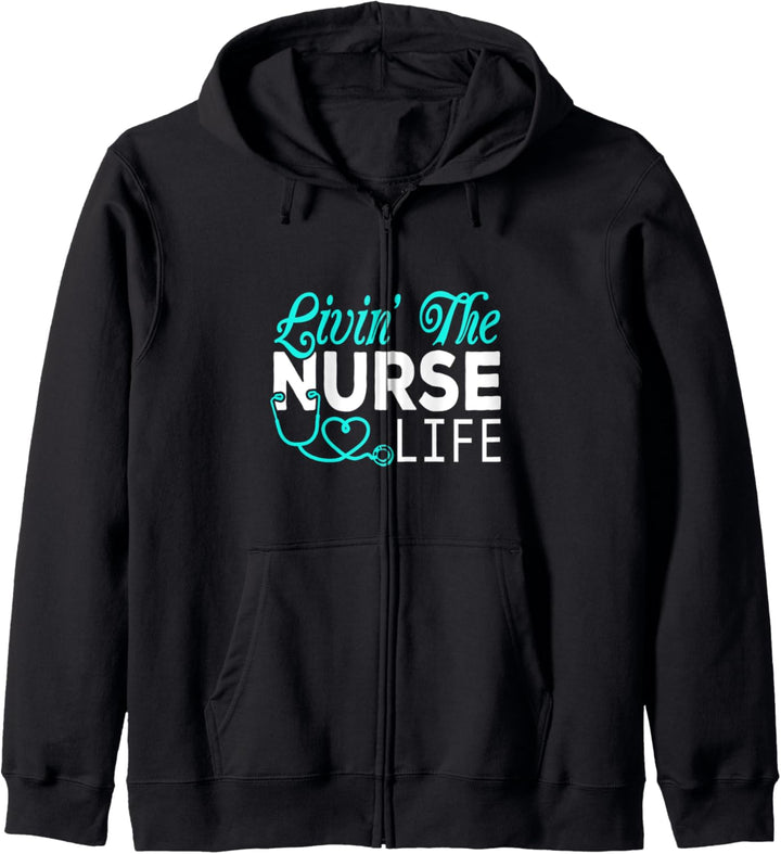 Funny Nursing T Shirt Livin the Nurse Life ER Kapuzenjacke