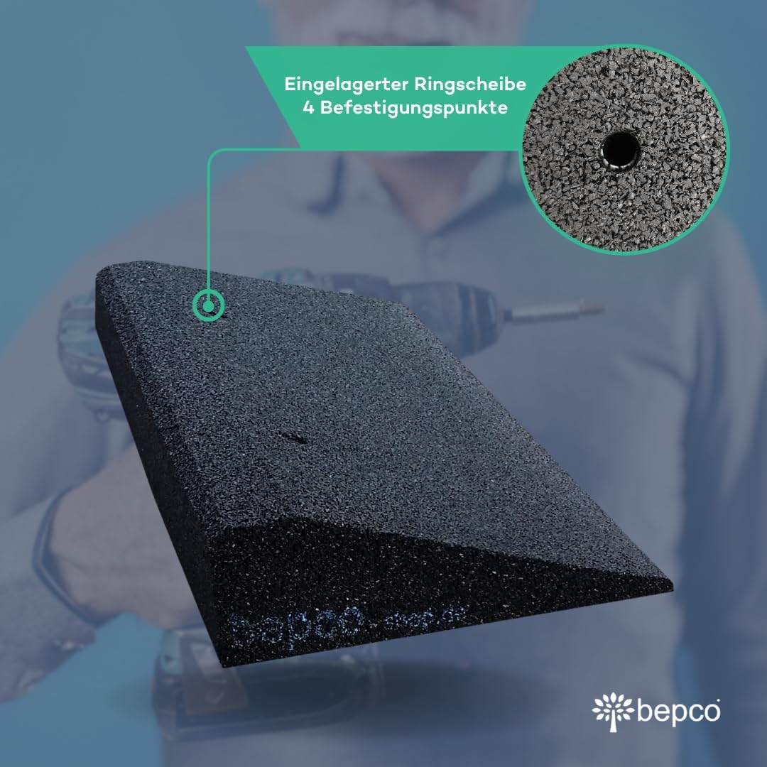 bepco Bordsteinkanten-Rampe-Set ( 2 Stück) 40 - 100 mm aus Gummifasern (schwarz) - Auffahrrampe - Tü