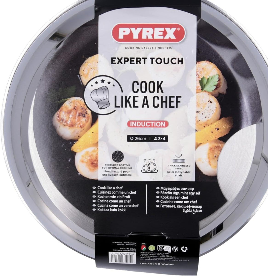 Pyrex Expert Touch Pfanne aus Edelstahl, 26 cm, antihaftbeschichtet, sehr widerstandsfähig, 26 cm