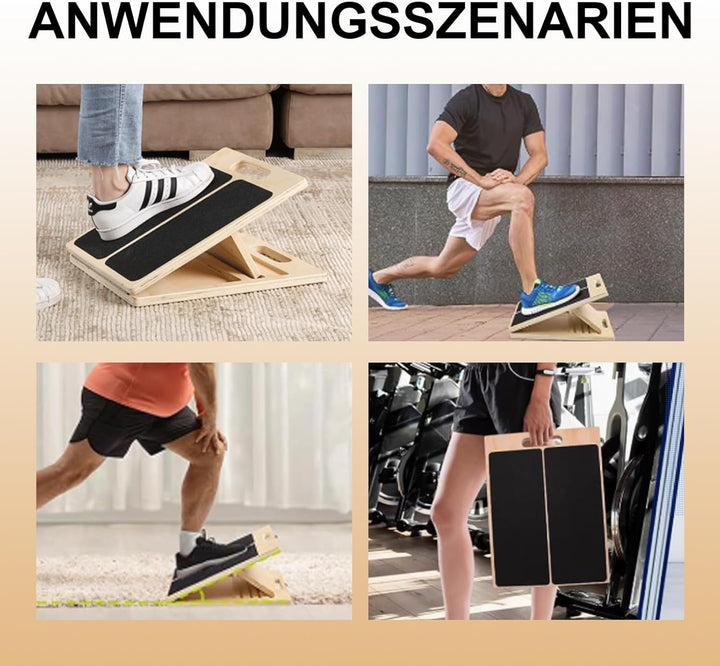 Balance Board Schrägbrett aus Holz Verstellbares Gleichgewichtstrainer Neigungsbrett Blackboard Fuss