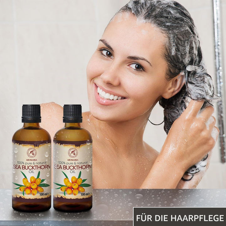 Sanddornöl 200ml - Hippophae Rhamnoides - 2x100ml - Kaltgepresst - Sanddorn Öl - Sea Buckthorn Oil -