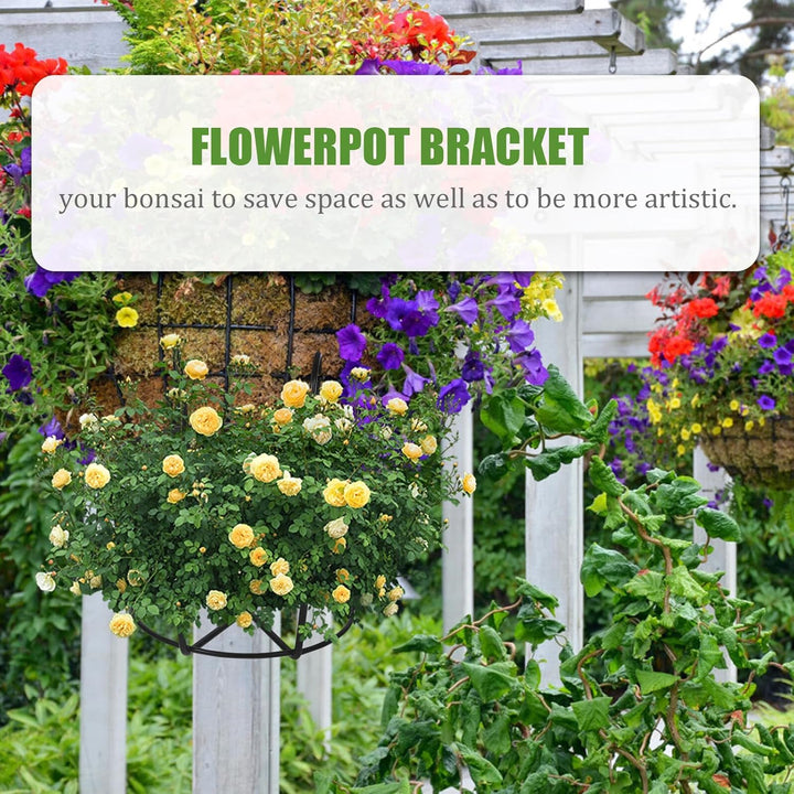 Yardwe Metall Blumentopfhalter 2 Stück mit Schwarzem Eisenrahmen Hängende Pflanzenhalterung für Gelä