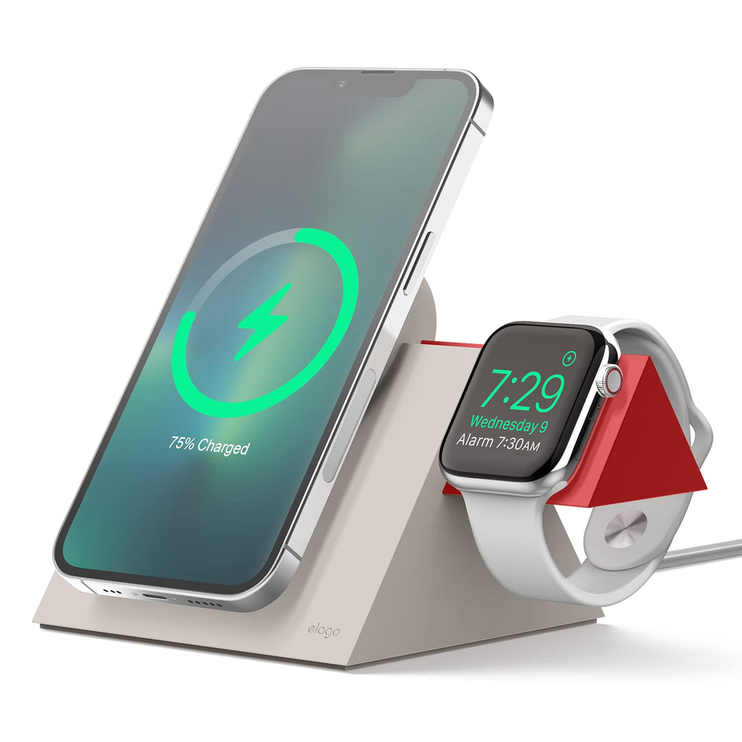 elago MS5 Duo Ladestation Kompatibel mit MagSafe Ladegerät,Kompatibel mit iPhone 15, 14, 13, 12 Seri