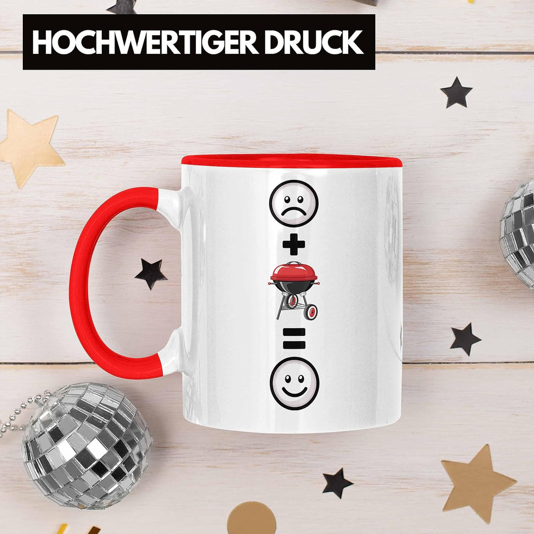 Trendation - Grillen Tasse Geschenk für Männer Grillmeister Fleisch Lustige Geschenkidee :(+ Grillen