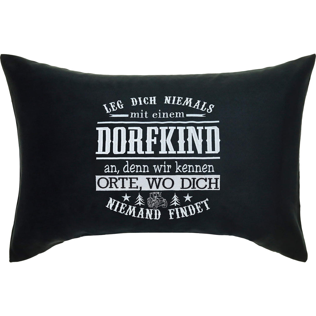 Lustiges Kissen mit Spruch Dorfkind Kissenbezug | "Leg dich nie mit einem Dorfkind an" Dekokissen mi