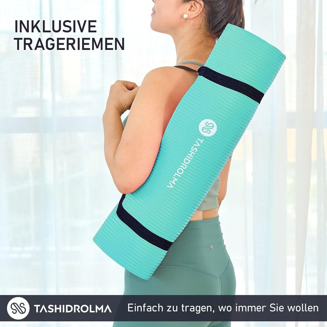 TASHIDROLMA Yoga Matte Dicker, NBR Yogamatte Rutschfest Mit Tragegurt, Für Gymnastikmatte, Fitnessma