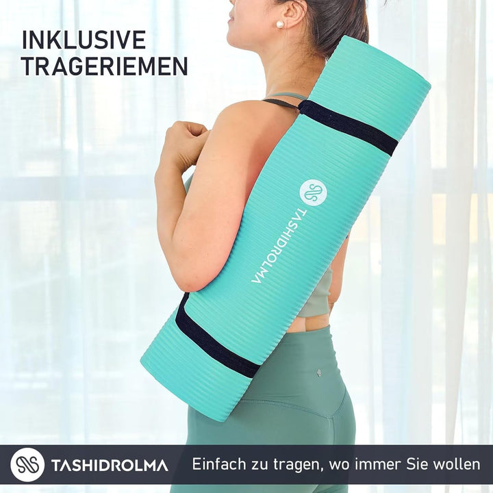 TASHIDROLMA Yoga Matte Dicker, NBR Yogamatte Rutschfest Mit Tragegurt, Für Gymnastikmatte, Fitnessma