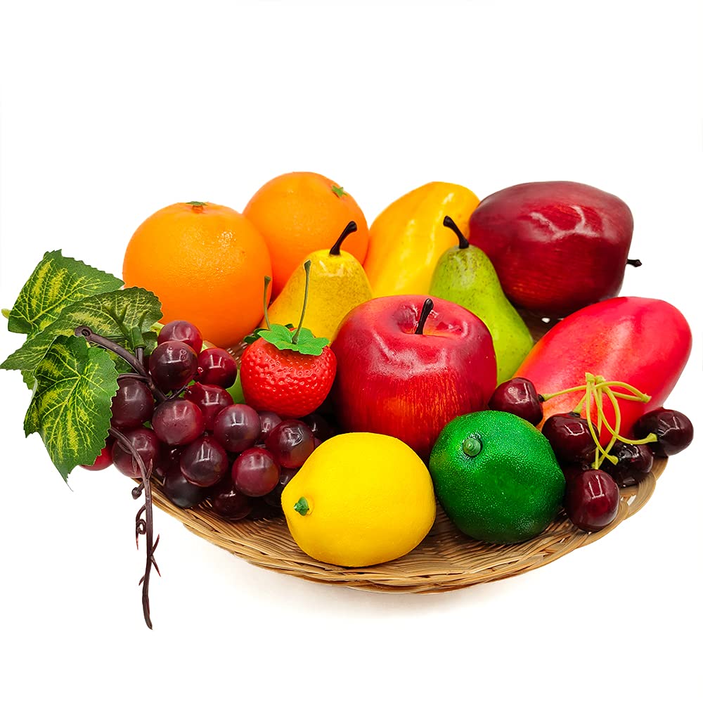 Laiiqi 17 Stück künstliches Obst,deko Obst lebensecht Requisiten für Fotografie,künstliche früchte r
