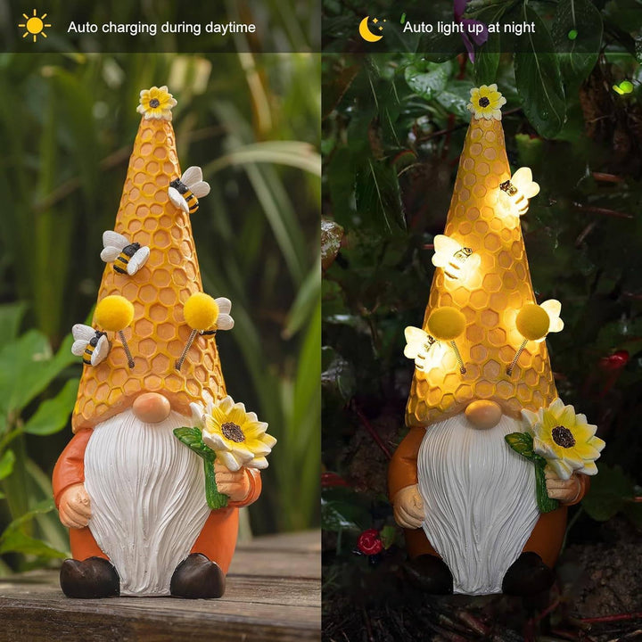pearlstar Solar Gartenzwerge für aussen, Gartenfiguren für draussen wetterfest, Solar Figuren für au