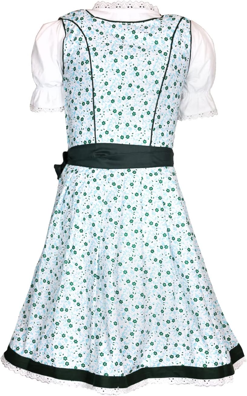 MS-Trachten Kinder Dirndl Trachtenkleid Mädchendirndl Mimi 3 teilig 140 Grün, 140 Grün