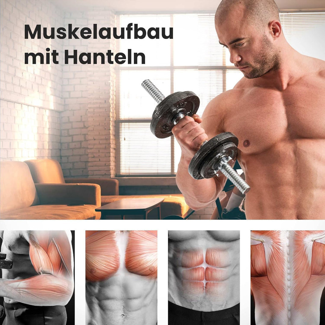 Hop-Sport Guss Kurzhanteln Hantel Set Hanteln 10kg 15kg 20kg 30kg 40kg 60 kg Gewichte 2 x 15 kg, 2 x