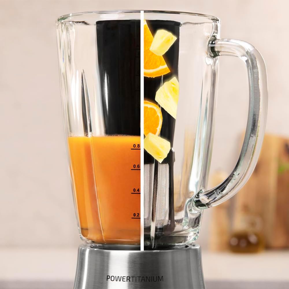Cecotec Standmixer Power Black Titanium 2000MAX PerfectMix. 2000W maximale Leistung, Messer mit schw