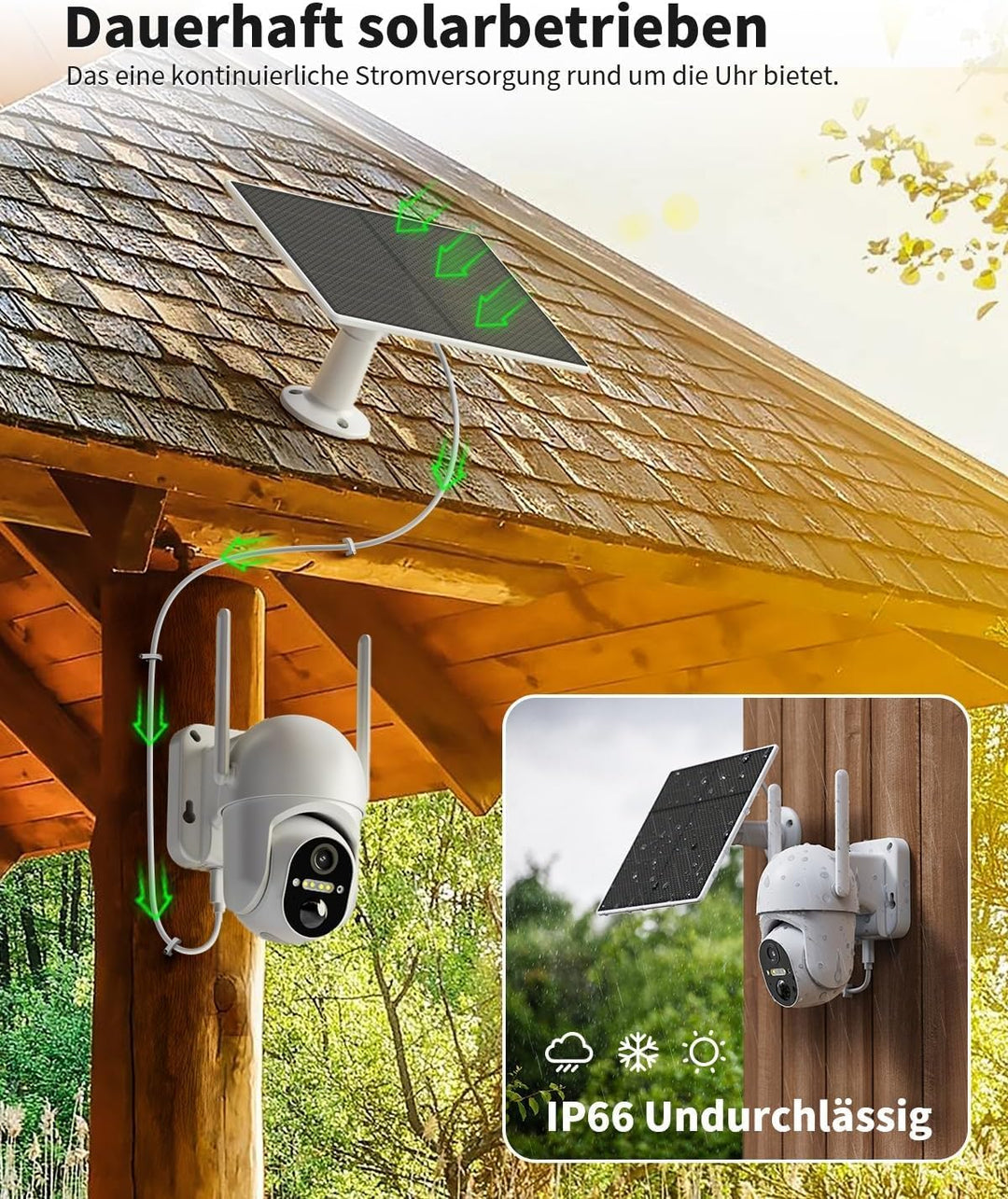 4G LTE Überwachungskamera Aussen Akku mit SIM Karte, 2K Kabellos Solar PTZ Kamera Ohne WLAN Outdoor,
