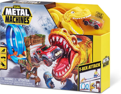 ZURU - Metal Machines – T-Rex – Doppelstrecke mit Mini-Rennwagen – Spiel Auto Kinder – 6702