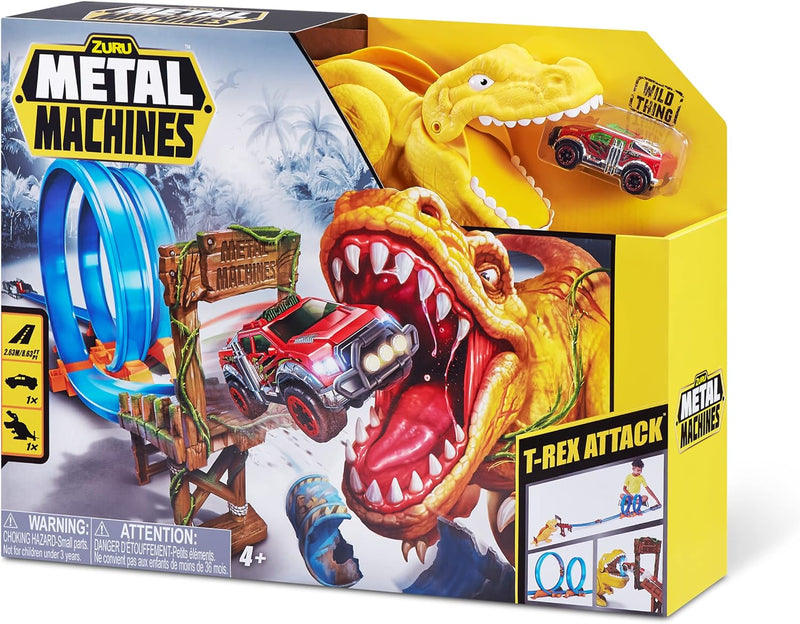 ZURU - Metal Machines – T-Rex – Doppelstrecke mit Mini-Rennwagen – Spiel Auto Kinder – 6702