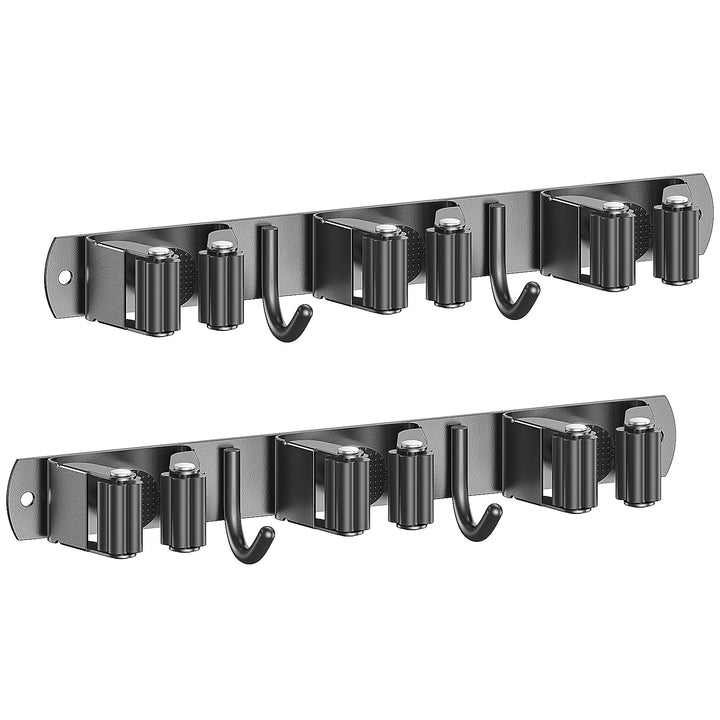 Radikor Besenhalterung Wand, Selbstklebender Besenhalter mit 3 Halter und 2 Haken, Edelstahl Geräteh