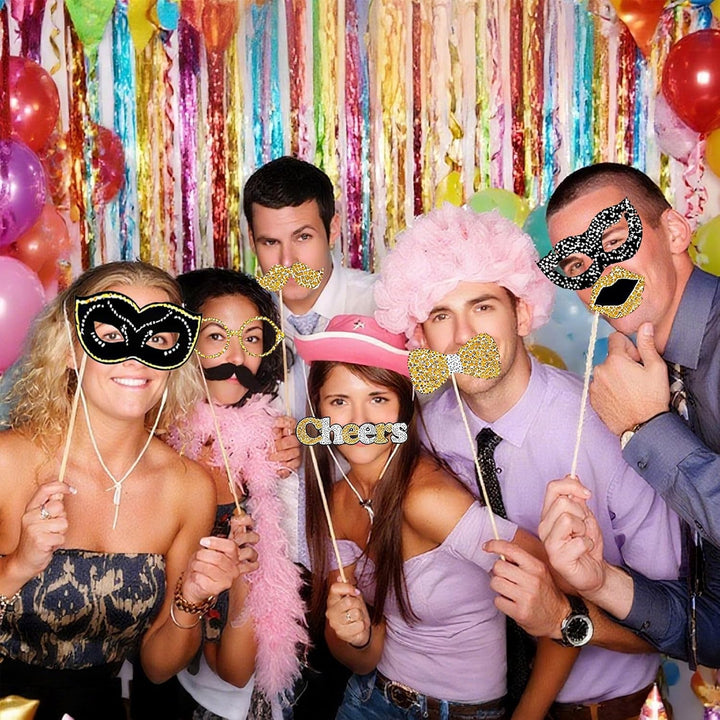 Fotobox Accessoires 86 Stück Party Dekoration Set mit Perücken Aufblasbarem Musikparty Zubehör Foto