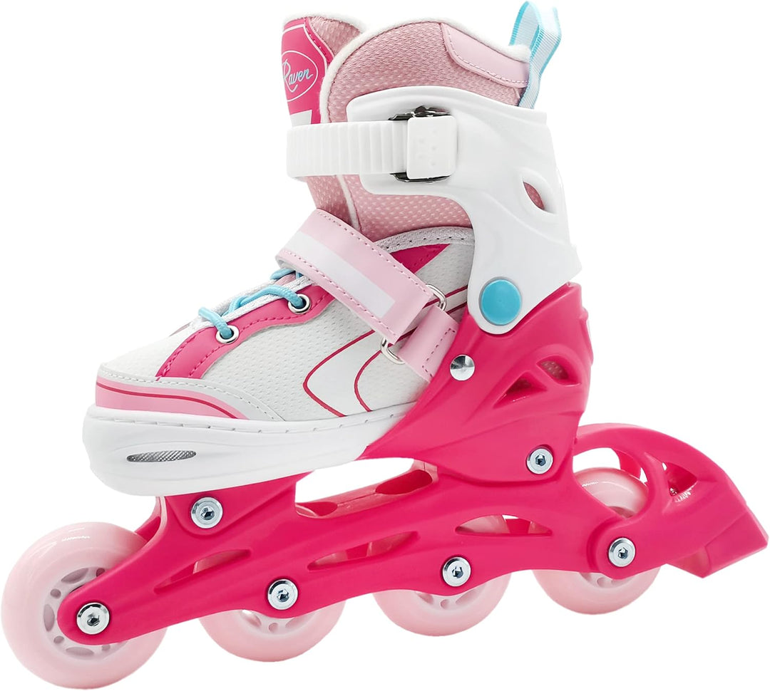 Kinder Inline Skates Inliner Raven Lia verstellbar mit LED Leuchtrad 27-30 (16,5-18,5cm) Raven Lia P