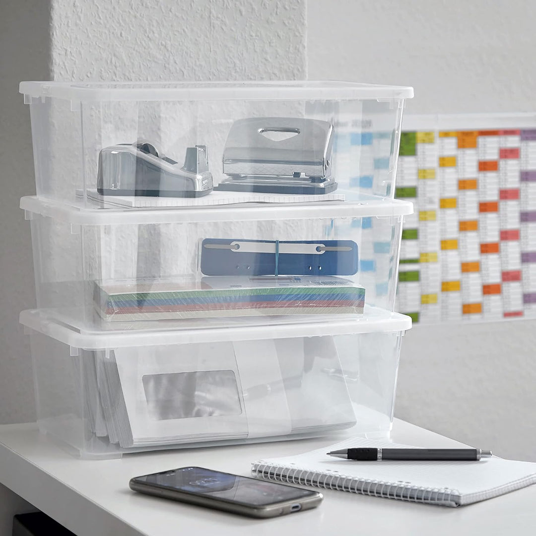 Grizzly Aufbewahrungsboxen 5 x 5 L mit Deckel transparent - Klarsichtboxen stapelbar mit Belüftung 5