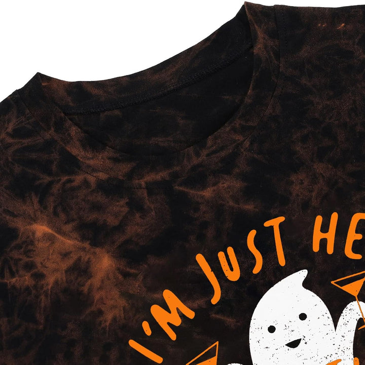 Halloween Shirt Damen Ghost Graphic Tshirt Frauen Karneval Lässiges Kurzarm Tees S Braun1, S Braun1