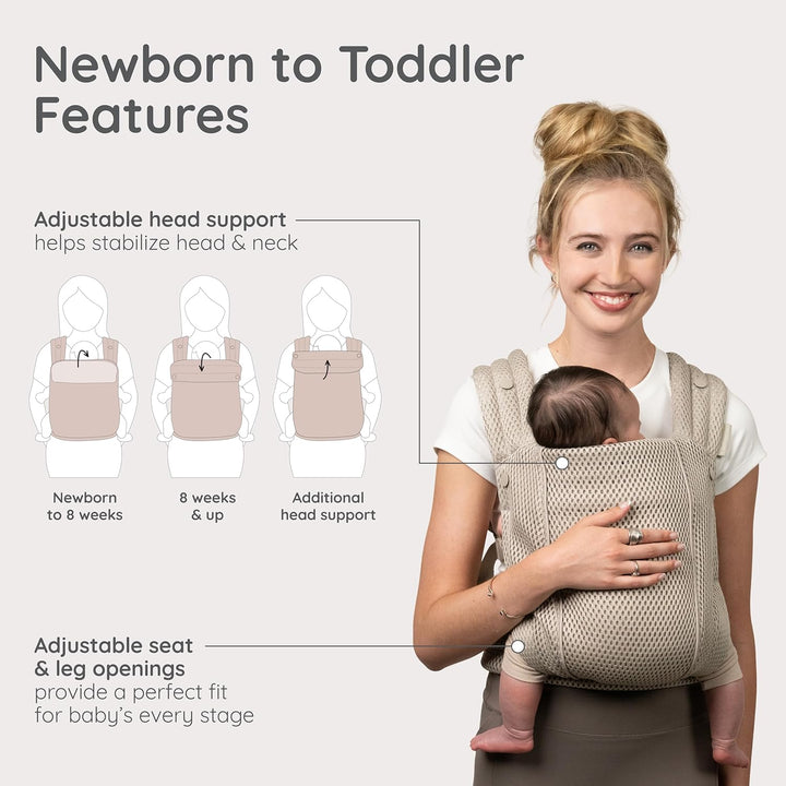 Infantino Honey Blossom Airy Babytrage, Ergonomisch, M-Position, Gleitsitz, Kreuzträger, 3,2–18,1 Kg