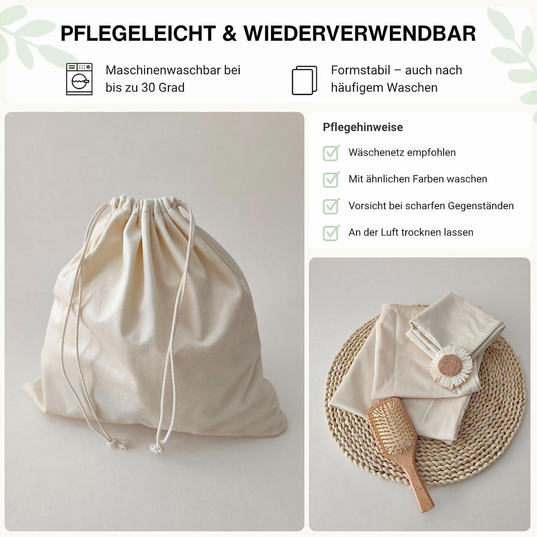 Samtweiche Staubschutzbeutel für Handtaschen, 3er Set Stoffbeutel | Aufbewahrungsbeutel mit Baumwoll
