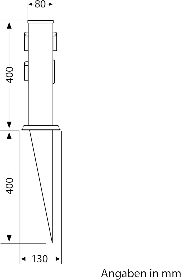 ledscom.de Garten-Steckdosen-Säule Polly schwarz mit Erdspiess und 2m Kabel für aussen, 3-Fach, Smar