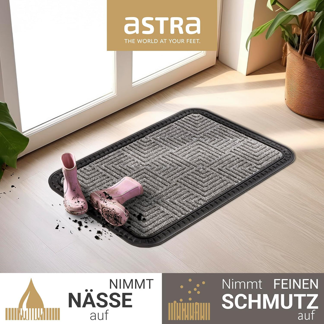 Astra Fussmatte Aussen & Innen - 2er Set 50x80 cm Silber Muster - Sauberlauf Türmatte rutschfest - S