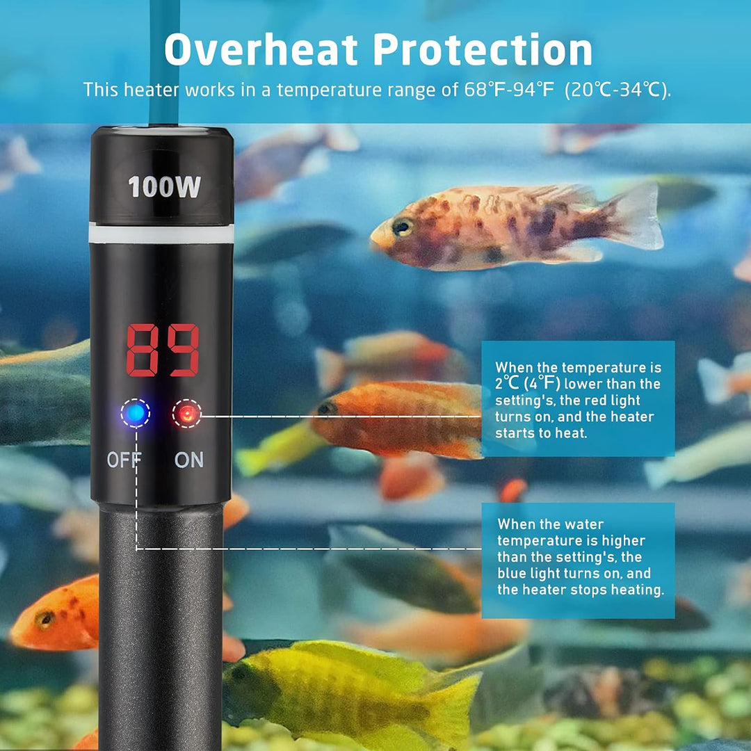 Inkbird Aquarium Heizung 100W, INKBIRDPLUS Heizstab IP68 Regelheizer für Süsswasser Fischtanks