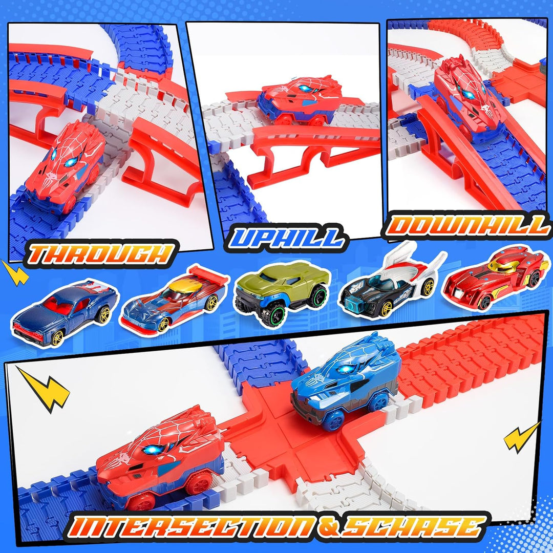 Toyokid Spielzeug ab 2 3 4 5 6 Jahre Junge, Spider Spielzeug Rennbahn Auto Kinderspielzeug ab 2 3 4