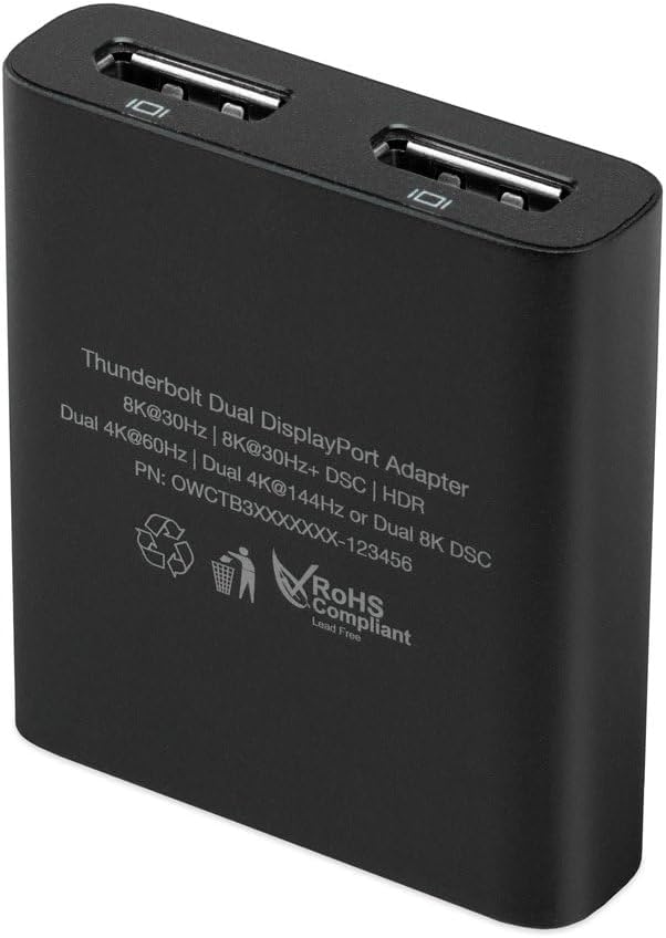 OWC Thunderbolt Dual DisplayPort Adapter - einfaches Hinzufügen von 4K-, 5K- oder 8K-Bildschirmen zu