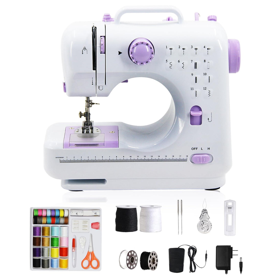 Nähmaschine für Anfänger and Kinder, 12 Stichprogrammen Kleine Nähmaschinen, Mini Sewing Machine Tra
