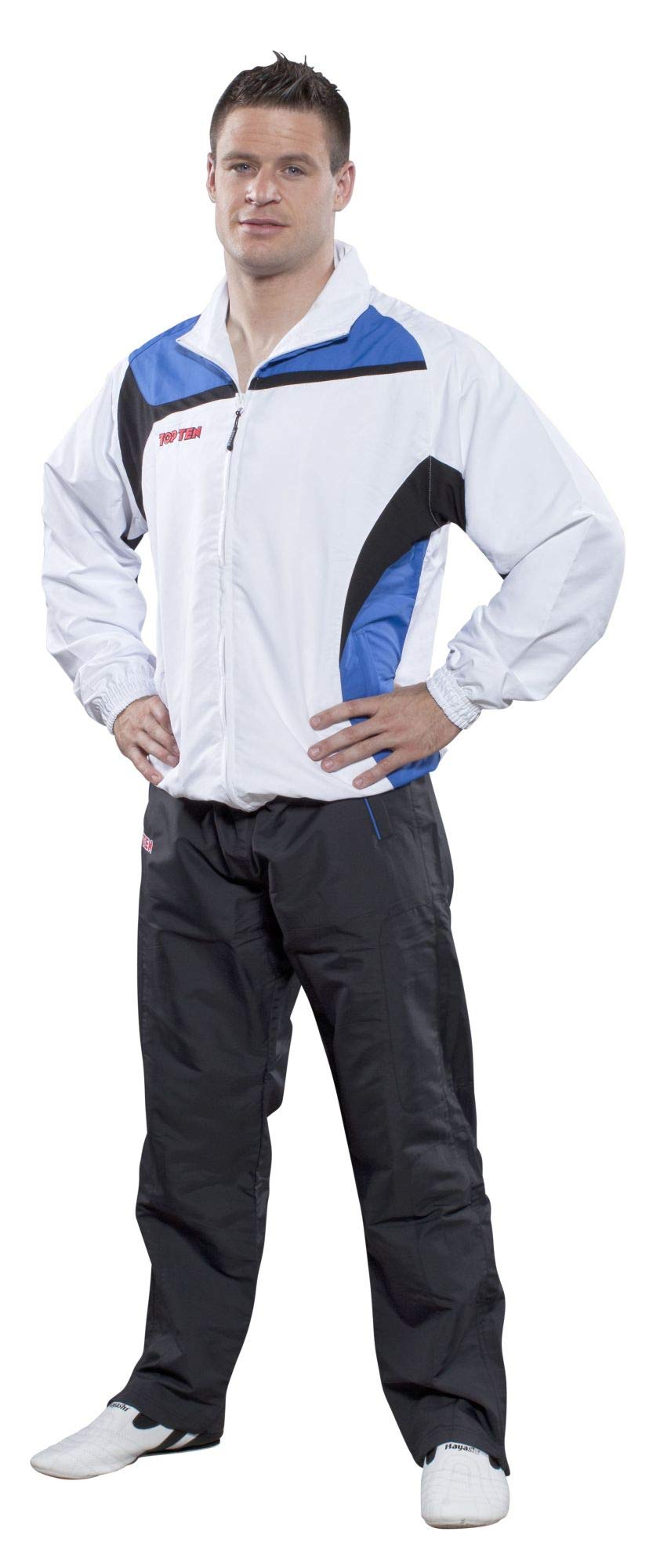 TOP TEN Trainingsanzug „Premium Class“ mit schwarzer Hose XL Weiss - Blau, XL Weiss - Blau