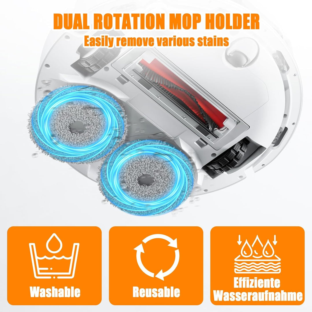4 Wischtücher mit 2 Ersatzhalterung Zubehör für Dreame L20 Ultra/L10s Ultra Gen2/L10s Pro Ultra Heat