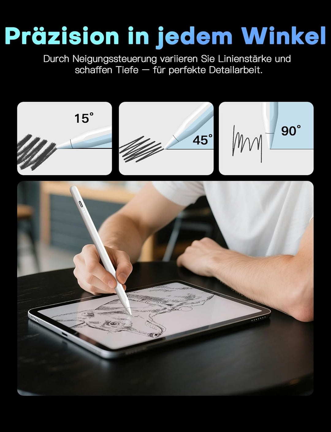 MEKO Stylus Stift für iPad Apple 2018-2022 mit Schnellladeleistung Palm Rejection und Neigungssensit