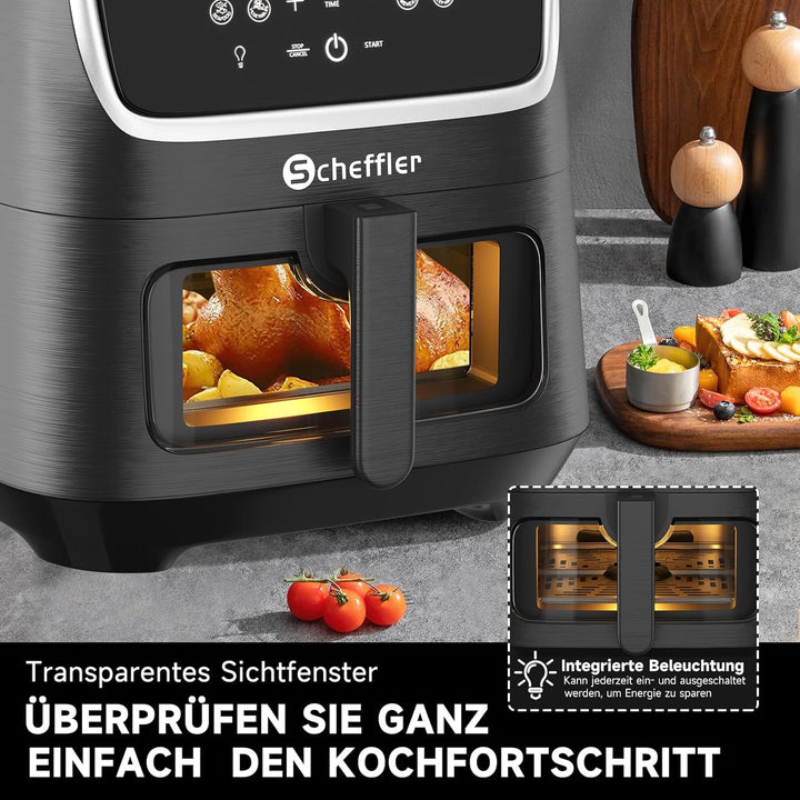 Heissluftfritteuse Scheffler 5,5L Airfryer,1800W Friteuse Heissluft ohne Fett,Power Air fryer,Heissl
