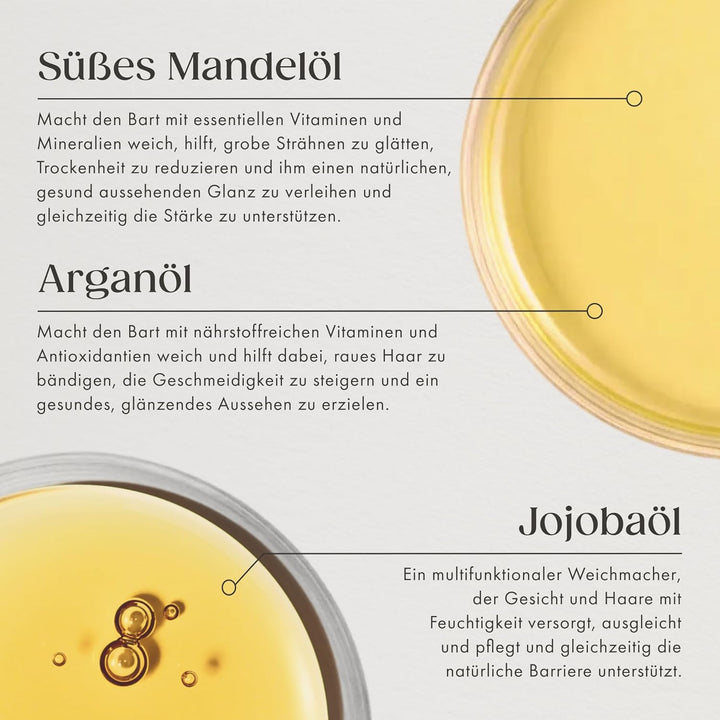 Satin Naturel BIO Bartöl kaltgepresst 100ml – Premium Beard Oil für Herren – Bartpflege mit männlich