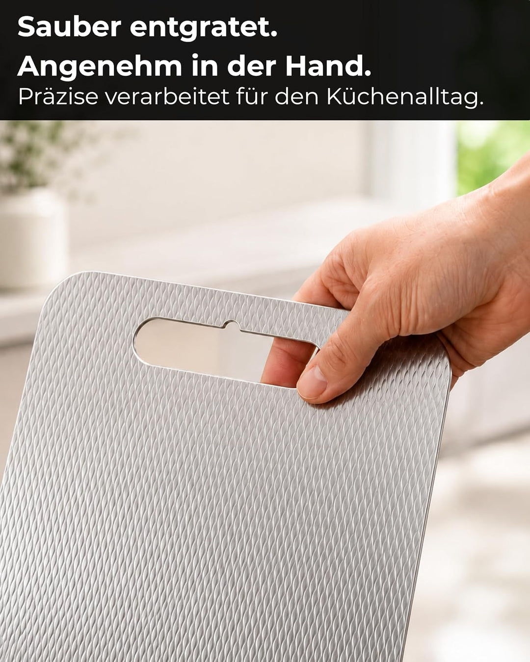 Premium Edelstahl Schneidebrett – Kratzarme Optik &amp; Spülmaschinengeeignet | Made in Germany, geprägt