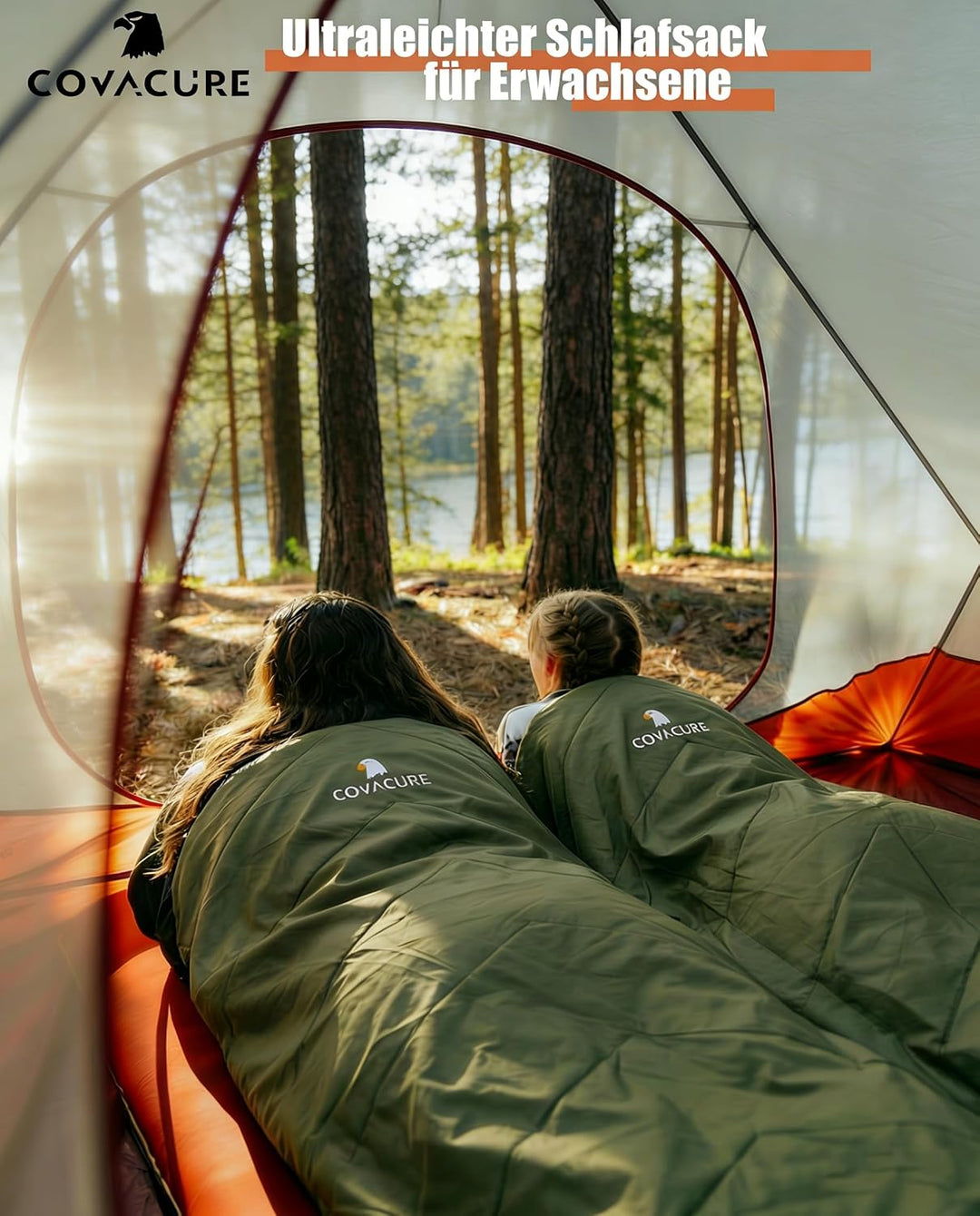 COVACURE Schlafsack Camping – Ultraleichter Sommerschlafsack und Deckenschlafsack, 3 Jahreszeiten Sl