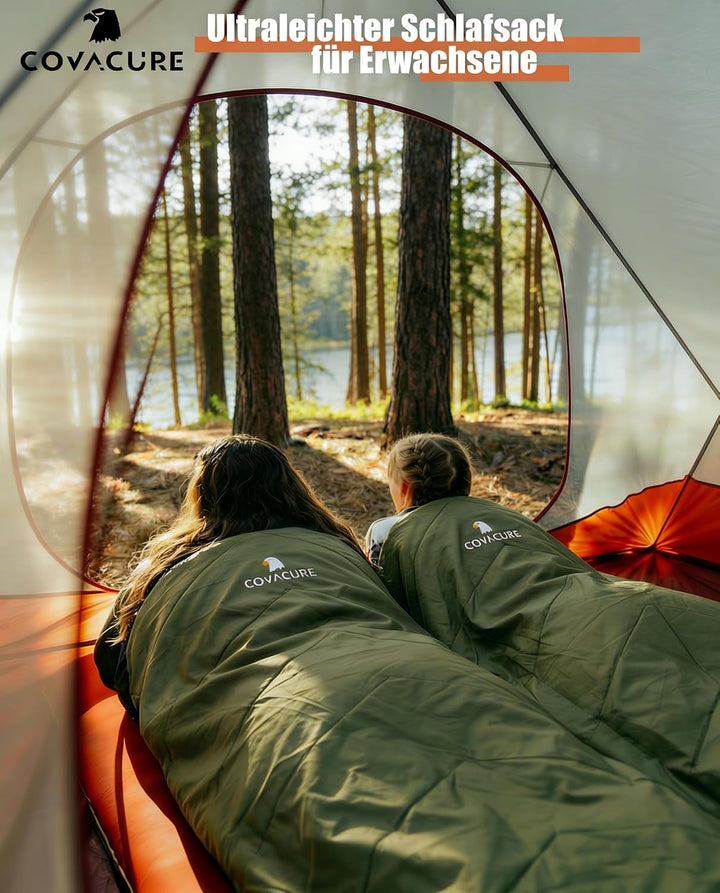 COVACURE Schlafsack Camping – Ultraleichter Sommerschlafsack und Deckenschlafsack, 3 Jahreszeiten Sl
