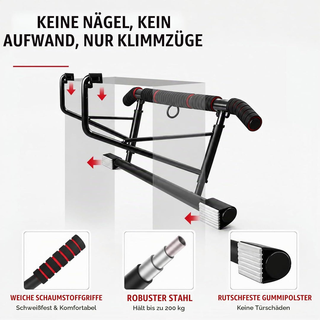 Klimmzugstange Türrahmen Ohne Schrauben, Pull Up Bar Door Frame mit Mehreren Griffpositionen für Vie