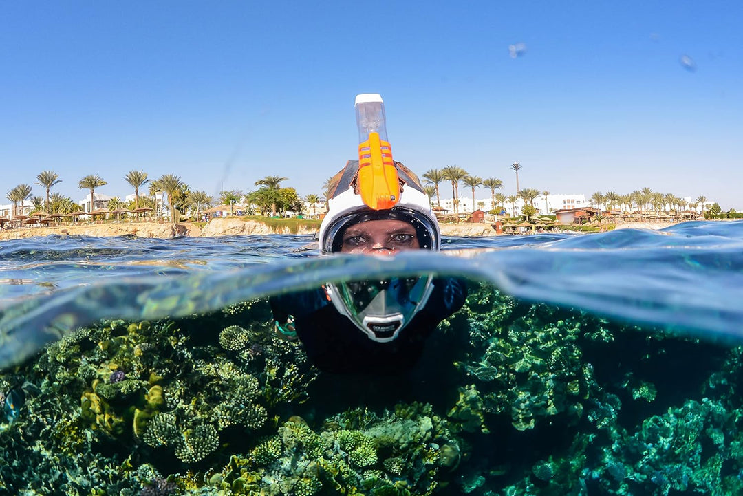 OCEAN REEF - Aria QR + Schnorchelmaske - Vollmaske mit Mundstück - Für eine bessere 180 Grad Unterwa