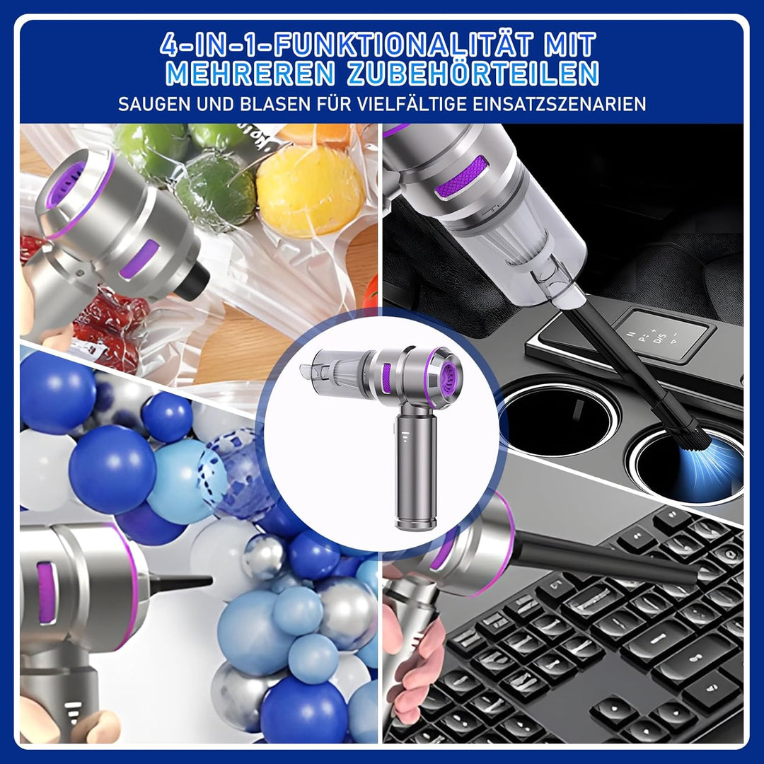 4-in-1 Kabelloser Handstaubsauger, Auto-Staubsauger, 22000PA Starke Saugkraft Mini-Staubsauger, Stau