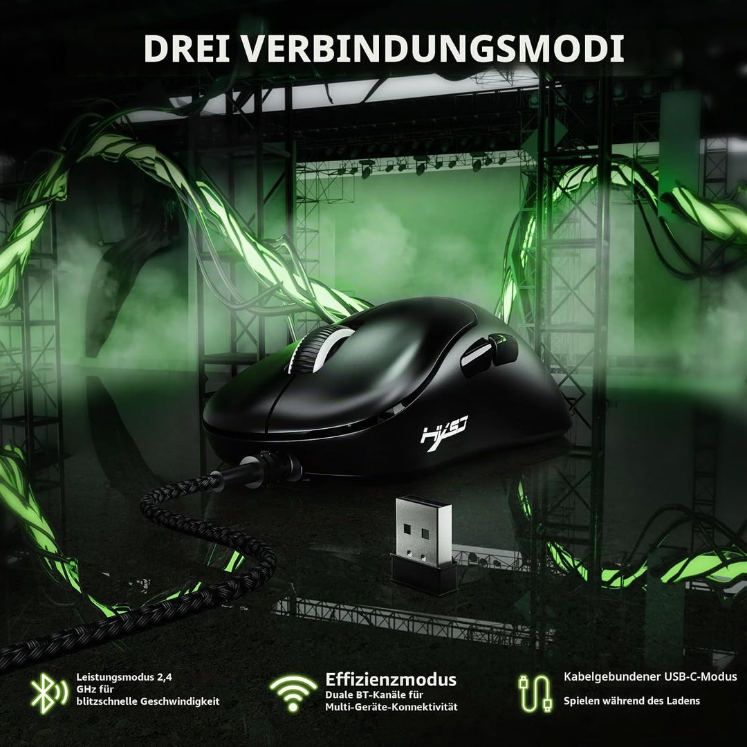 LexonElec HXSJ T700 Ultra-Light Wireless Gaming Mouse, Ergonomischer Formfaktor für Rechtshänder, BT