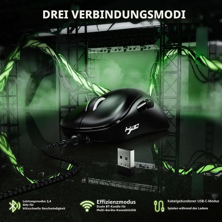 LexonElec HXSJ T700 Ultra-Light Wireless Gaming Mouse, Ergonomischer Formfaktor für Rechtshänder, BT